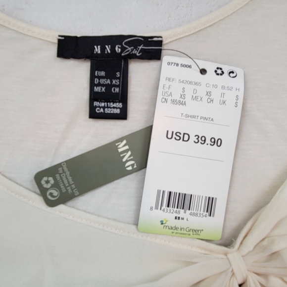 MNG Suit Sleeveless Chiffon Overlay Top Size XS Bow Detail Sheer Cream NWT - Picture 5 of 7